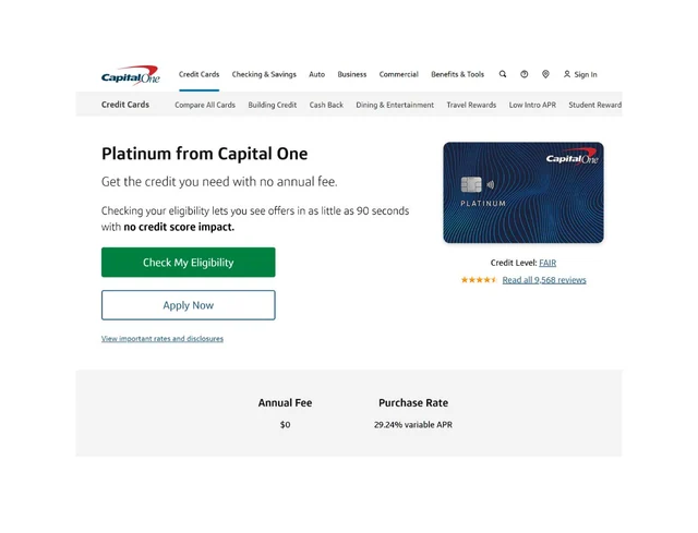 Capital One Platinum product preview