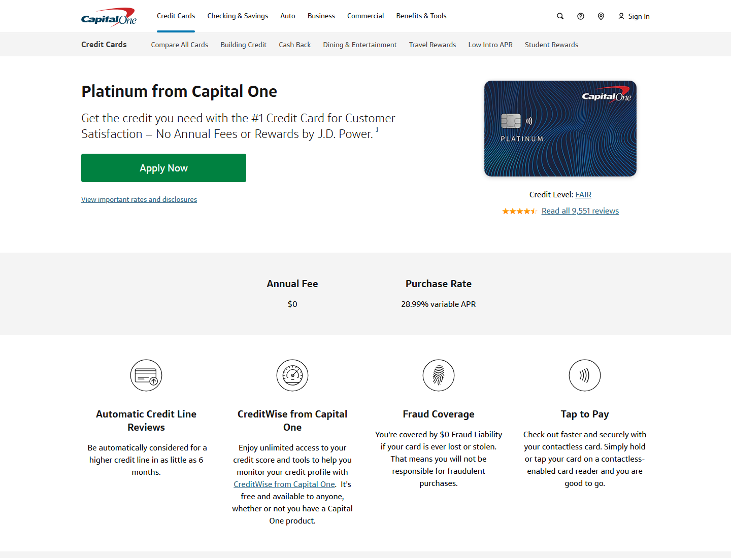 Capital One Platinum official preview